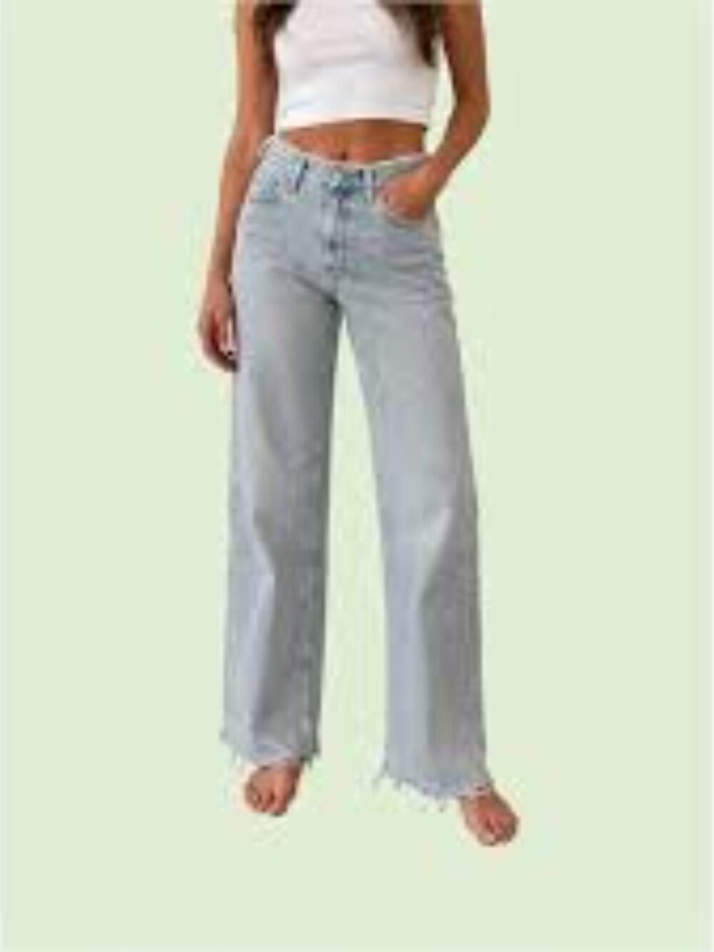 Classic High-Waist Straight Leg Jeans - Light Blue